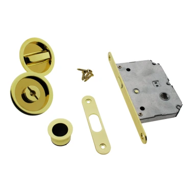 Schuifdeurslot set - Zwart - Inclusief rond Wc toilet / badkamer beslag