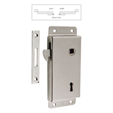 Opleg schuifdeurslot Klavier Chroom Rechts